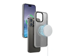 Crong Hybrid Frost MAG Cover - Dėklas iPhone 15 Pro Max MagSafe (pilka)