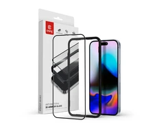 Crong Anti-Bacterial 3D Armor Glass – grūdintas stiklas 9H visam ekranui iPhone 16 Pro + montavimo rėmelis