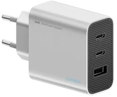 Cuktech 65 W GaN 2 x USB-C 1 x USB-A sieninis įkroviklis – pilkas