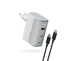 Cuktech AD1003EU 100W GaN 2x USB-C + USB-A Wall Charger with Cable - Baltas