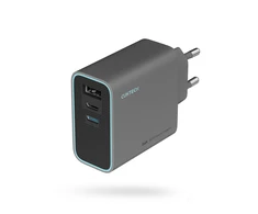 Cuktech CUKAD653EUGR 65W GaN Wall Charger 2 x USB-C 1 x USB-A – pilkos spalvos