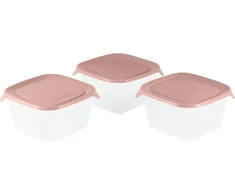 Curver maisto konteinerių rinkinys, 3 vnt., kvadratiniai, 3 x 1,2 l, „Fresh&amp;Go“, rožinis