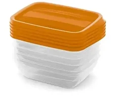 Curver Food container set rectangular 5x0.5L Vedo transparent oranžinis