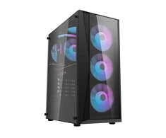 Darkflash DK352 Plus kompiuterio korpusas + 4 ventiliatoriai juodos spalvos