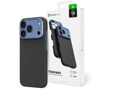 Dėklas AmazingThing Titan Max Lens Case for iPhone 18 Pro in Aramid Fiber with Camera Cover, MagSafe Compatible - Mėlyna