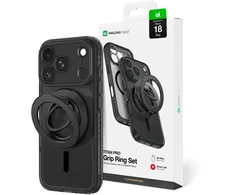 Dėklas AmazingThing Titan Pro Lens Ring Set Case for iPhone 18 Pro with Camera Cover and Magnetic Ring Compatible with MagSafe - Juodas