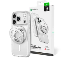 Dėklas AmazingThing Titan Pro Lens Ring Set Case for iPhone 18 Pro with Camera Cover and Magnetic Ring Compatible with MagSafe - Clear
