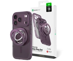 Dėklas AmazingThing Titan Pro Lens Ring Set Case for iPhone 18 Pro with Camera Cover and Magnetic Ring Compatible with MagSafe - Violetinė