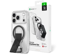 Dėklas Amazingthing Titan Pro Lens Stand Set MagSafe do iPhone 18 Pro Max permatomas