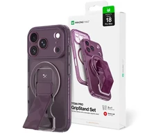 Dėklas Amazingthing Titan Pro Lens Stand Set MagSafe do iPhone 18 Pro Max violetinė