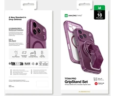 Dėklas Amazingthing Titan Pro Lens Stand Set MagSafe do iPhone 18 Pro Max violetinė