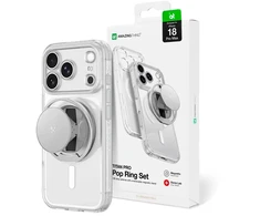 Dėklas AmazingThing Titan Pro Pop Lens Case for iPhone 18 Pro Max with Camera Cover, Holder and Stand, MagSafe Compatible - Clear