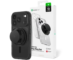 Dėklas AmazingThing Titan Pro Pop Lens Case for iPhone 18 Pro Max with Camera Cover, Holder and Stand, MagSafe Compatible - Juodas