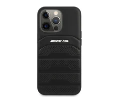 Mercedes Benz Apple iPhone 14 Pro Max Mercedes AMG odinis dėklas Debossed Lines (AMHCP14XGSEBK) juodos spalvos