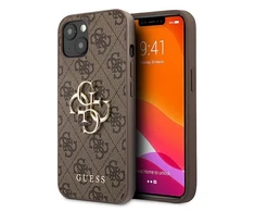 GUESS kietas dėklas 4G GUHCP13M4GMGBR iPhone 13 su dideliu meta logotipu ir rudu korpusu