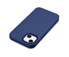 iCarer Leather Apple iPhone 14 made of natural leather dėklas telefonui mėlynos spalvos (WMI14220705-BU) (MagSafe compatible)