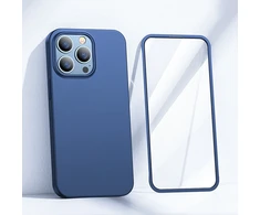 Joyroom 360 priekinis ir galinis dangtelis telefonui Apple iPhone 13 Pro + apsauginis ekrano stiklas mėlynos spalvos (JR-BP935 mėlynos spalvos)