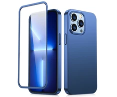 Joyroom 360 priekinis ir galinis dangtelis telefonui Apple iPhone 13 Pro + apsauginis ekrano stiklas mėlynos spalvos (JR-BP935 mėlynos spalvos)