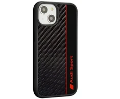 Audi Carbon Fiber Stripe iPhone 14 | 15 | 13 6,1 colio juodas|juodas kietas dėklas AUS-TPUPCIP14-R8|D1-BK