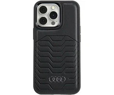 Apple iPhone 15 Pro Audi Synthetic odinis dėklas MagSafe (AU-TPUPCMIP15P-GT/D3-BK) juodos spalvos