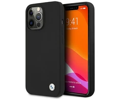 BMW dėklas BMW BMHCP13XSILBK Apple iPhone 13 Pro Max juodas / juodas kietas silikoninis parašas