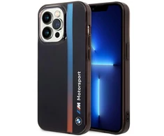 Dėklas Apple iPhone 14 Pro BMW IML Tricolor Stripe (BMHCP14L22HVGV) juodos spalvos