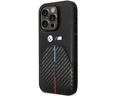 Dėklas Apple iPhone 14 Pro BMW Stamped Tricolor Stripe (BMHCP14L22NSTB) juodos spalvos