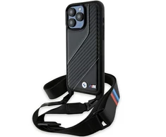Apple iPhone 15 Pro BMW dėklas M Edition Carbon Stripe &amp; Strap (BMHCP15L23PSCCK) juodos spalvos