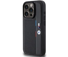 BMW BMHCP15L23PUPVK Apple iPhone 15 Pro 6.1" dėklas telefonui juodos spalvos Perforated Tricolor Line