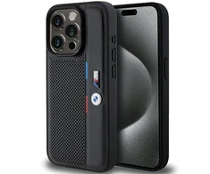 BMW BMHCP15L23PUPVK Apple iPhone 15 Pro 6.1" dėklas telefonui juodos spalvos Perforated Tricolor Line