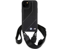 Apple iPhone 15 Plus / 14 Plus BMW dėklas M Edition Carbon Stripe &amp; Strap (BMHCP15M23PSCCK) juodos spalvos