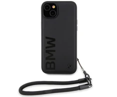Apple iPhone 13 / 14 / 15 BMW dėklas Signature odinis Wordmark Cord (BMHCP15S23RMRLK) juodos spalvos