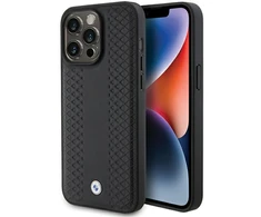 BMW Leather Diamond Pattern dėklas iPhone 15 Pro Max - juodas