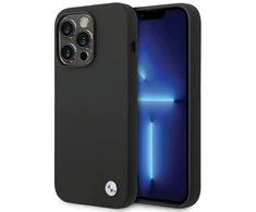 BMW BMHCP15XSILBK Apple iPhone 15 Pro Max 6.7" dėklas telefonui juodos spalvos silikoninis Metal Logo