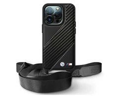 BMW BMHCP16X23PSCCK Apple iPhone 16 Pro Max 6.9" dėklas telefonui juodos spalvos M Edition Carbon Stripe &amp; Strap