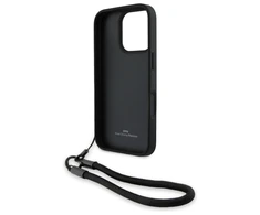 BMW BMHCP16X23RMRLK Apple iPhone 16 Pro Max 6.9" dėklas telefonui juodos spalvos Signature Leather Wordmark Cord