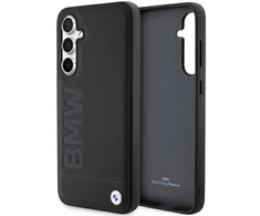 Originalus priekinio skydelio dėklas BMW BMHCS23FESLLBK, skirtas Samsung S23 FE (Leather Hot Stamp / juodas)