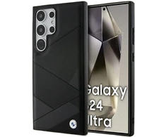 Samsung Galaxy S24 Ultra BMW dėklas Signature odinis Crossing Lines Pattern (BMHCS24L23RCGPK) juodos spalvos