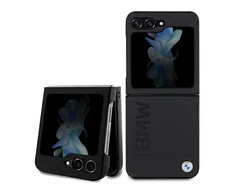 Samsung Galaxy Z Flip 5 BMW odinis dėklas Hot Stamp (BMHCZF5SLLBK) juodos spalvos