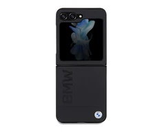 Samsung Galaxy Z Flip 5 BMW odinis dėklas Hot Stamp (BMHCZF5SLLBK) juodos spalvos