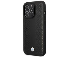 Apple iPhone 14 Pro BMW odinis dėklas Diamond Pattern MagSafe (BMHMP14L22RFGK) juodos spalvos