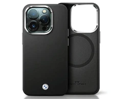 Dėklas Apple iPhone 13 / 14 / 15 BMW Signature Wrapped Metal MagSafe (BMHMP14S23PUFWK) juodos spalvos