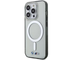 Apple iPhone 14 Pro Max BMWdėklas Sidabrinis Ring MagSafe (BMHMP14XHCRS) skaidrus