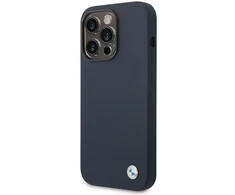 Apple iPhone 14 Pro Max BMW silikoninis dėklas Metal Logo MagSafe (BMHMP14XSILNA) mėlynos spalvos
