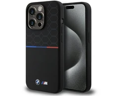 BMW M Silikoninis Pattern MagSafe Apple iPhone 15 Pro - dėklas telefonui juodos spalvos