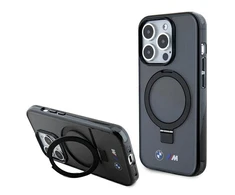 BMW BMHMP15LURSK Apple iPhone 15 Pro 6.1" dėklas telefonui juodos spalvos hardcase Ring Stand M Collection MagSafe