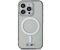 Dėklas BMW Sidabrinis Ring MagSafe case for iPhone 15 Pro Max - transparent