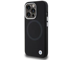 Apple iPhone 15 Pro Max BMW Signature Liquid silikoninis dėklas MagSafe (BMHMP15XSILBK2) juodos spalvos