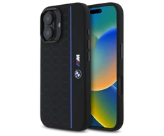BMW BMHMP16S23SHEB Apple iPhone 16 6.1" dėklas telefonui juodos spalvos Silikoninis Hexagon Line MagSafe