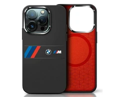 BMW BMHMP16X23SAXK Apple iPhone 16 Pro Max 6.9" dėklas telefonui juodos spalvos Silikoninis Middle Stripe MagSafe